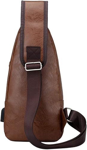 Borsa a tracolla in pelle, zaino da uomo per viaggi, attività all'aperto e campeggio.