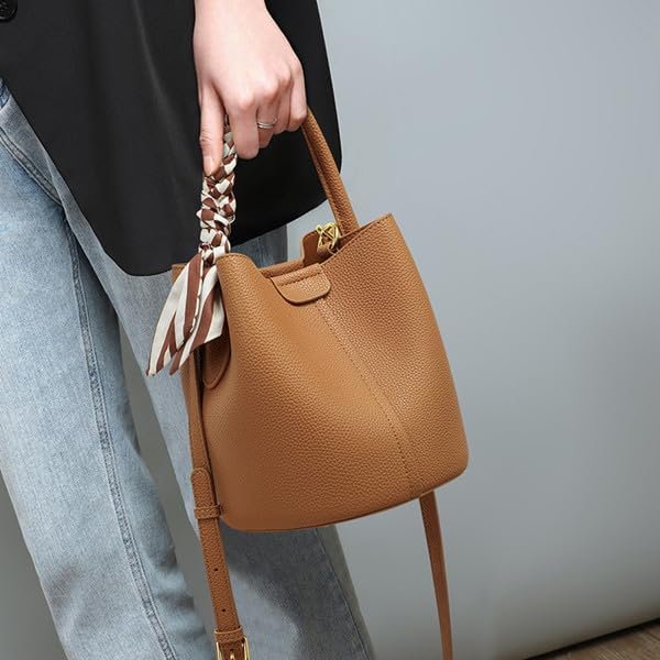 Borsa a secchiello in stile retrò - Elegante borsa a secchiello a tracolla singola e a spalla da donna