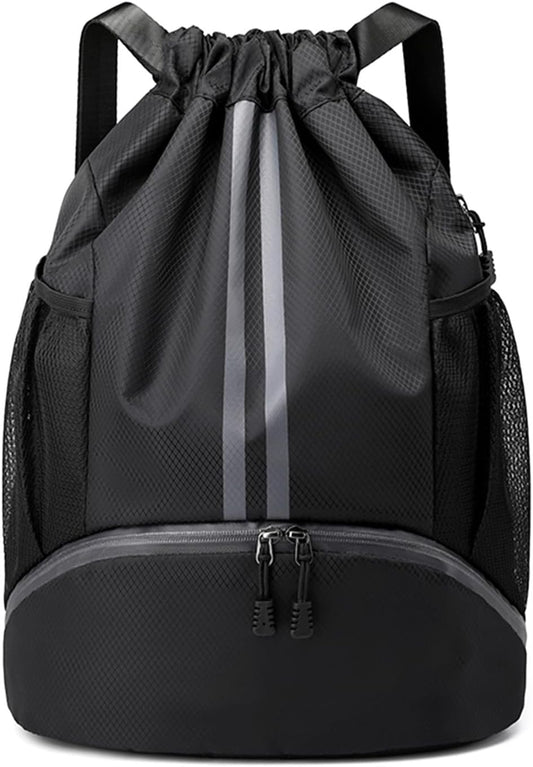 Zaino con coulisse, borsa da palestra con scomparto per scarpe per calcio, basket, nuoto, zaino con coulisse resistente all'acqua per la spiaggia, per uomo