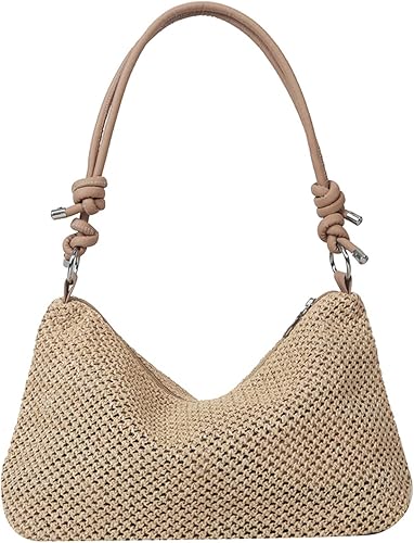 Borsa da spiaggia, borsa a tracolla in paglia, borsa a spalla alla moda, ideale per picnic in spiaggia e vacanze.