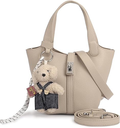 Borsa a secchiello da donna in similpelle con manico superiore e portafoglio singolo con portafoglio piccolo removibile.