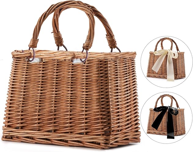 Borse da spiaggia in paglia da donna, pochette estiva in rattan intrecciato, borsa tote all'uncinetto